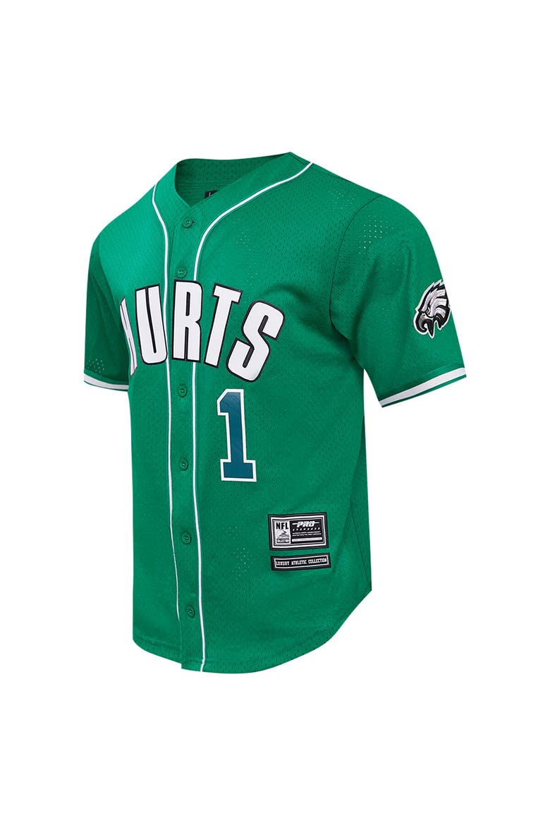 Men's Pro Standard Jalen Hurts Kelly Green Philadelphia Eagles Mesh Button-Up Baseball Jersey, Alternate, color, Kelly Green