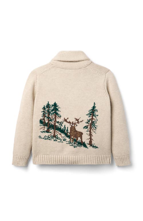 Janie And Jack Deer Shawl Cardigan In Neutral