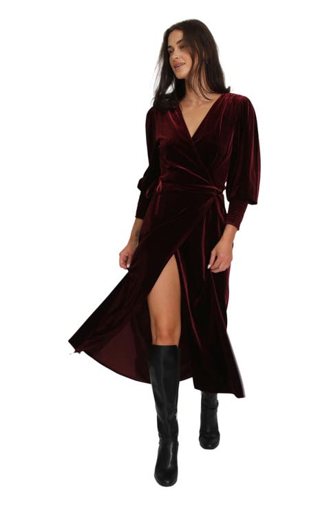 Current Mood Velvet Wrap Dress