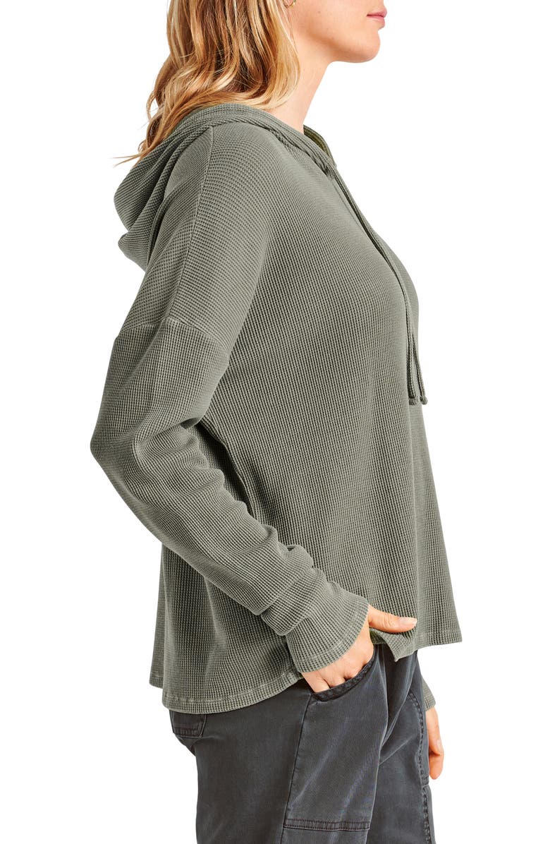 Splendid Jaime Thermal Hoodie, Alternate, color, Soft Vintage Olive Branch