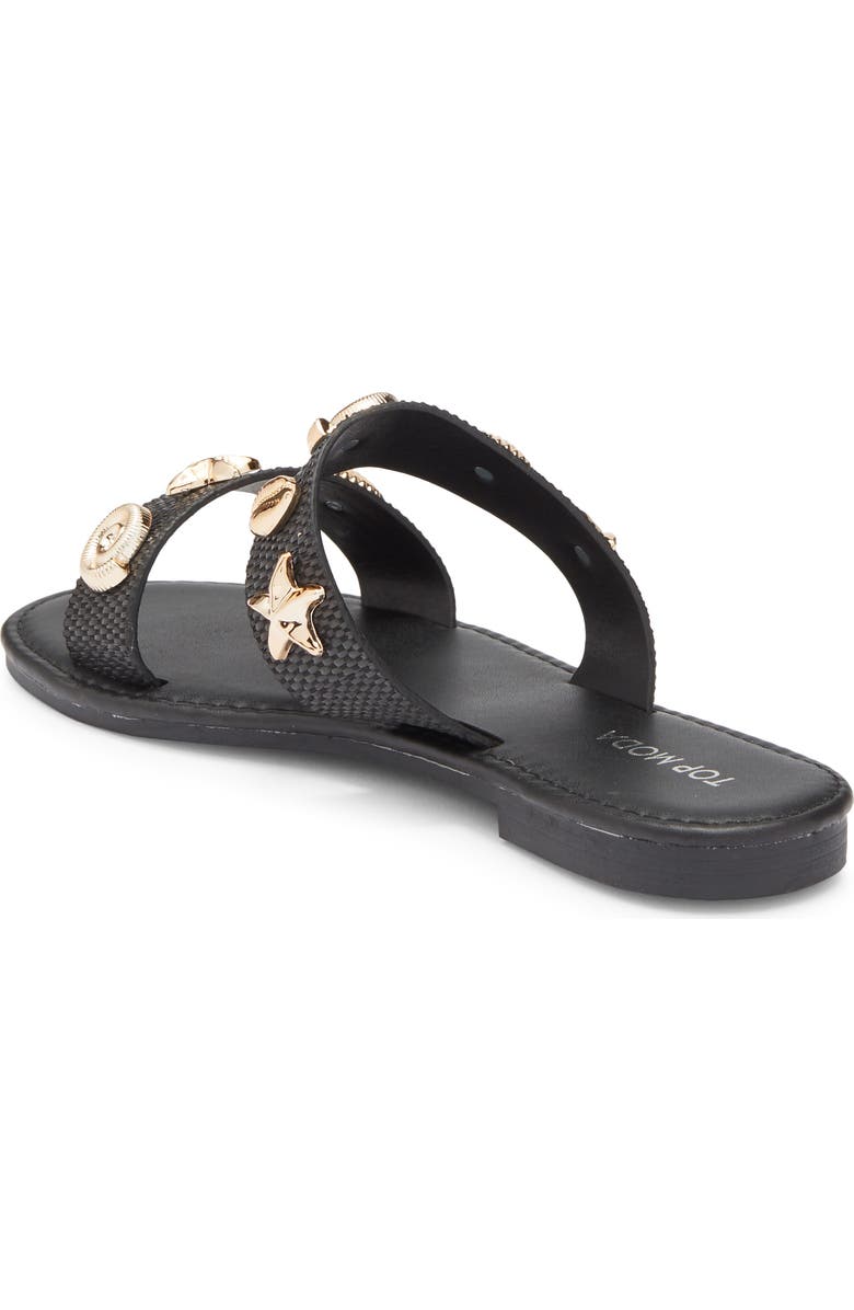 TOP MODA Aria Double Strap Slide Sandal, Alternate, color, Black Raffia