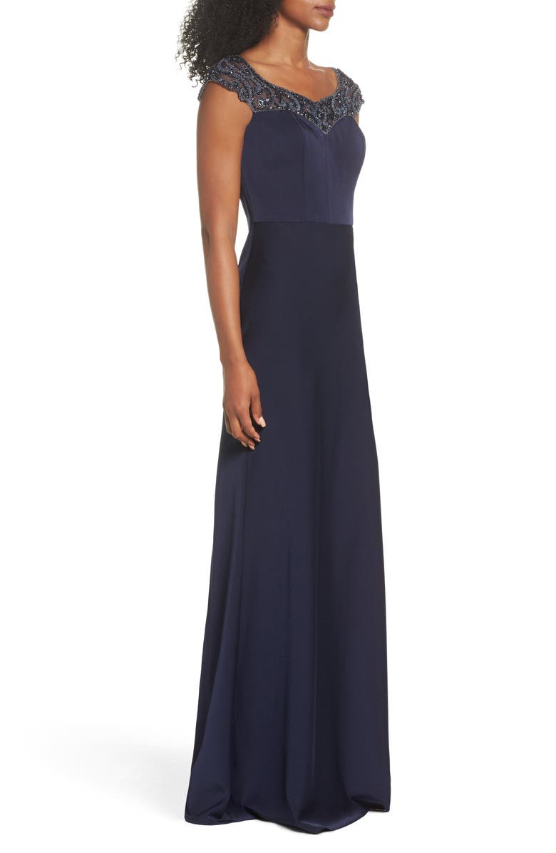 La Femme Beaded Column Gown, Alternate, color,