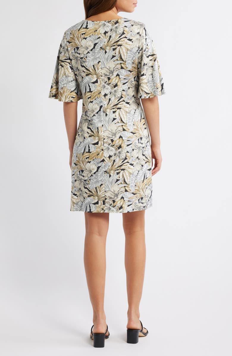 Tommy Bahama Darcy Floral Print Flutter Sleeve Dress, Alternate, color, Black