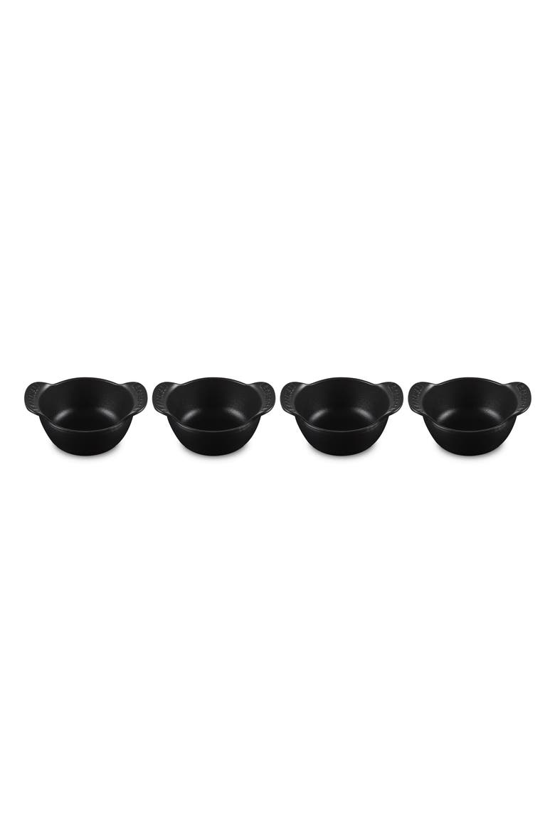 Gourmand Set of 4 1/3-Quart Enamel Cast Iron Cocotte, Alternate, color, MATTE BLACK