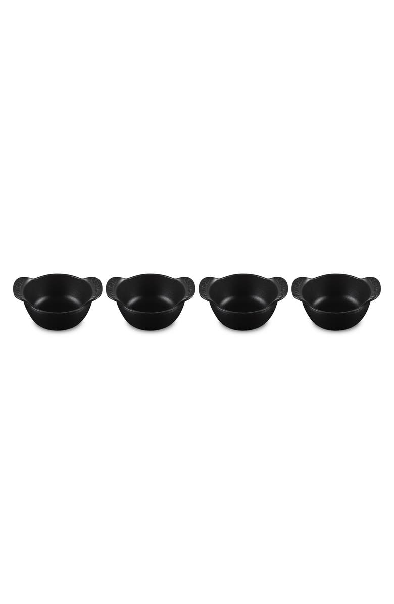 Le Creuset Gourmand Set of 4 1/3-Quart Enamel Cast Iron Cocotte, Alternate, color, Matte Black
