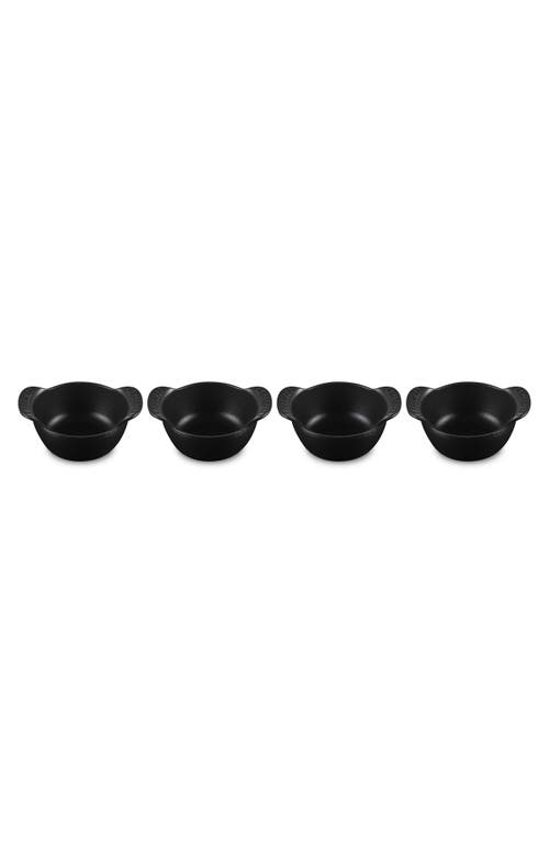 Le Creuset Enameled Cast Iron Mini Round Cocotte, Set Of 4 In Matte Black