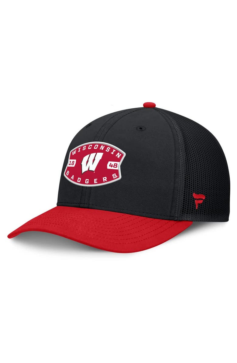 FANATICS Men's Fanatics Black/Red Wisconsin Badgers Adapt Adjustable Trucker Hat, Main, color, Black