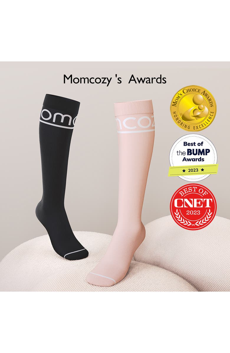 Momcozy Assorted 2-Pack Knee High Maternity Compression Socks, Alternate, color,