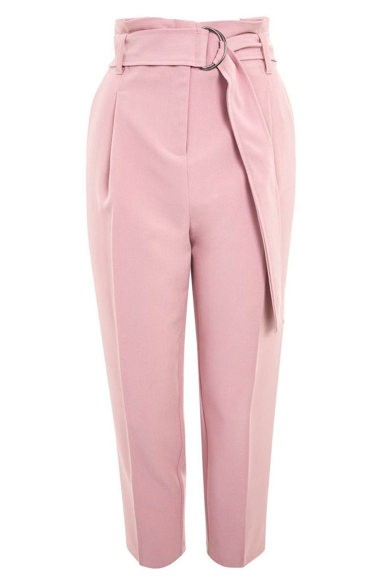 Topshop Paperbag Waist Trousers, Alternate, color, 