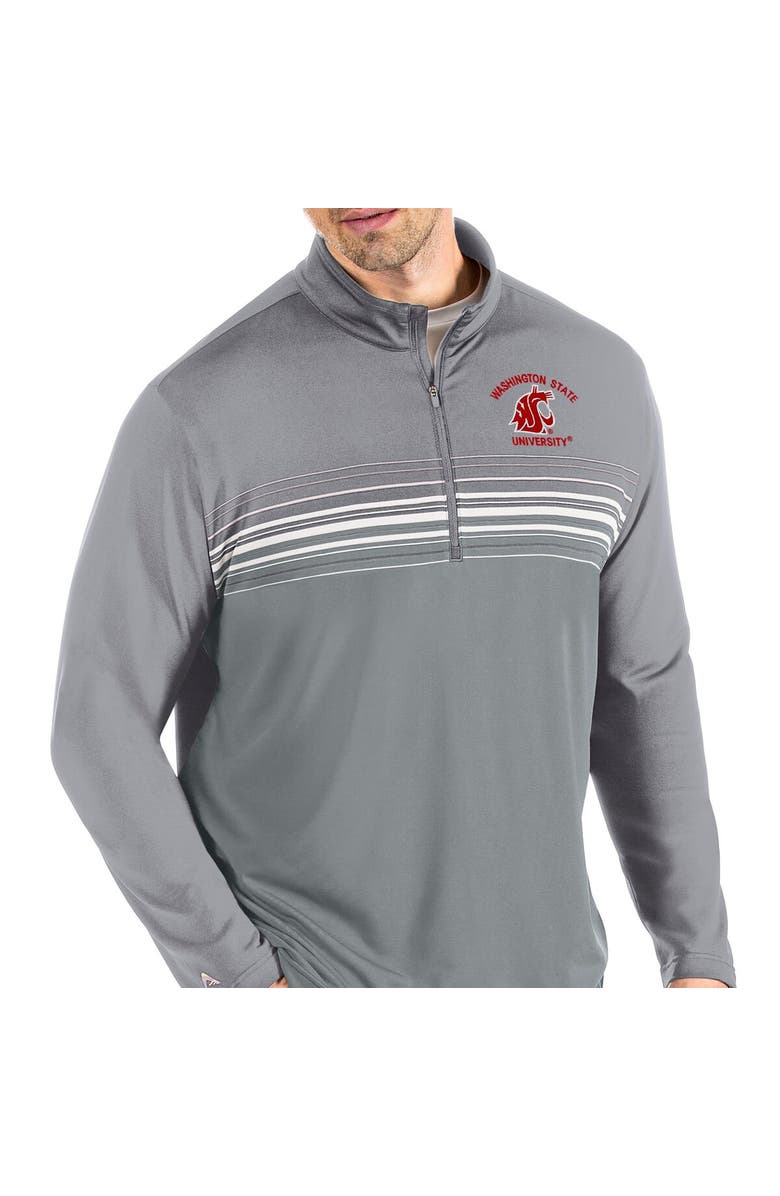 ANTIGUA Men's Antigua Steel/Gray Washington State Cougars Pace Quarter-Zip Pullover Jacket, Main, color, 