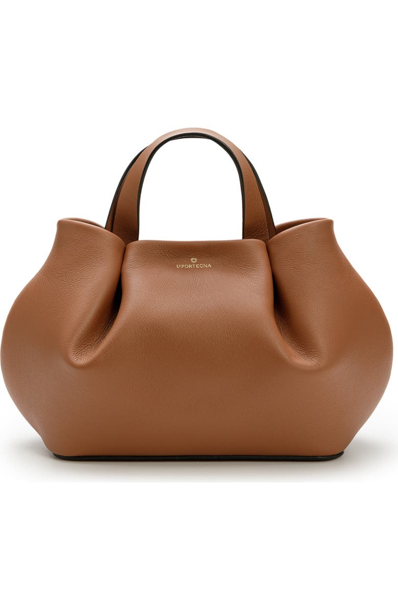 LA PORTEGNA Isabela Shoulder Bag Sculpted From Full Grain Leather, Main, color, Brown