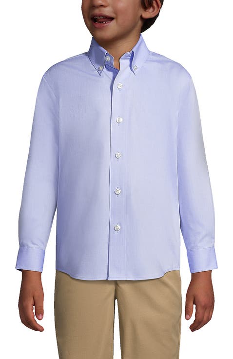 School Uniform Boys Long Sleeve No Iron Pinpoint Dress Shirt