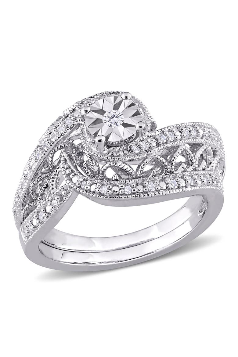 Diamond Vintage Bridal Ring, Main, color, Sterling Silver