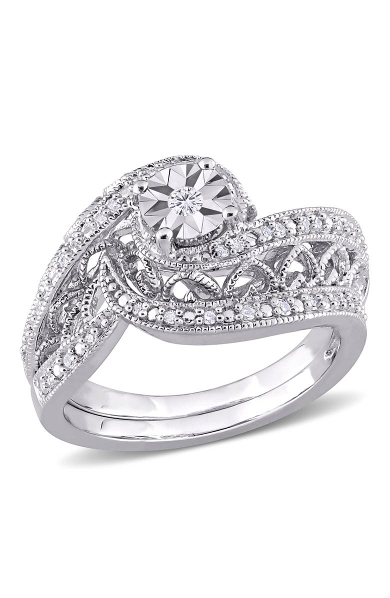 Julianna B. Diamond Vintage Bridal Ring, Main, color, Sterling Silver