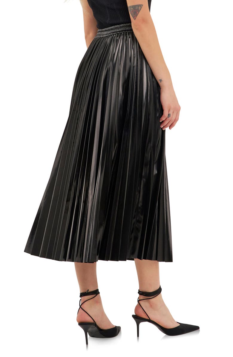 Endless Rose Pleated Faux Leather Midi Skirt, Alternate, color, 
