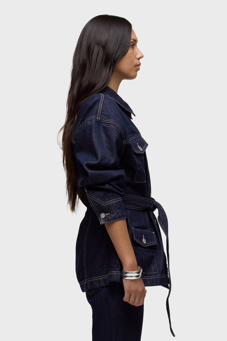 Anya Belted Denim Jacket, Alternate, color, RINSE