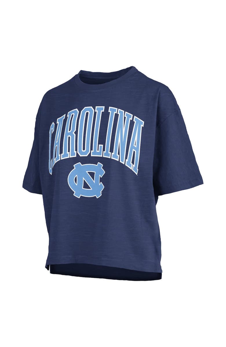PRESSBOX Women's Pressbox Navy North Carolina Tar Heels Nelson Arch Over Logo Waist Length Oversized Slub T-Shirt, Alternate, color, Navy