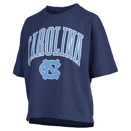Pressbox Navy North Carolina Tar Heels Nelson Arch Over Logo Waist Length Oversized Slub T-shirt