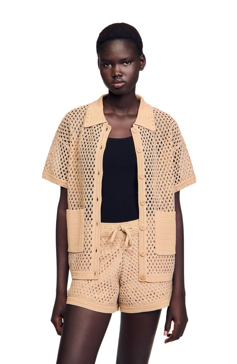 SANDRO Rhinestone cardigan, Alternate, color, 