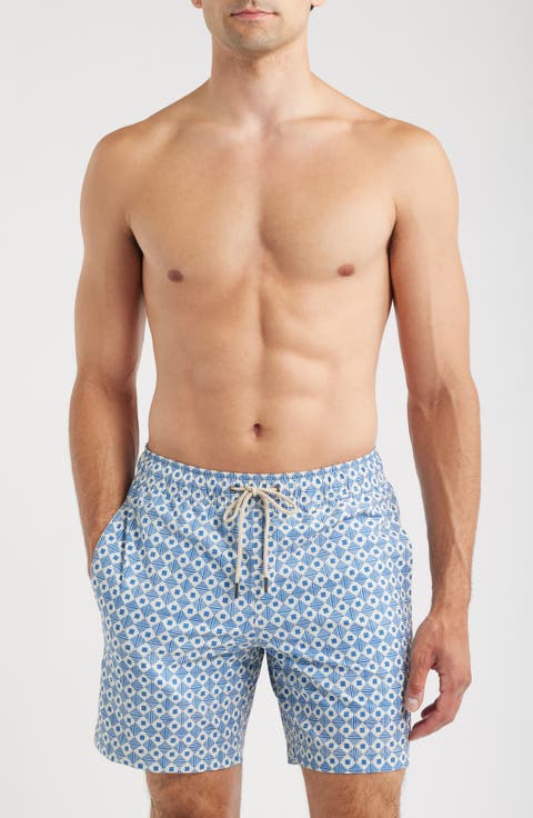 The Bayberry Geo Print Water Repellent Swim Trunks
