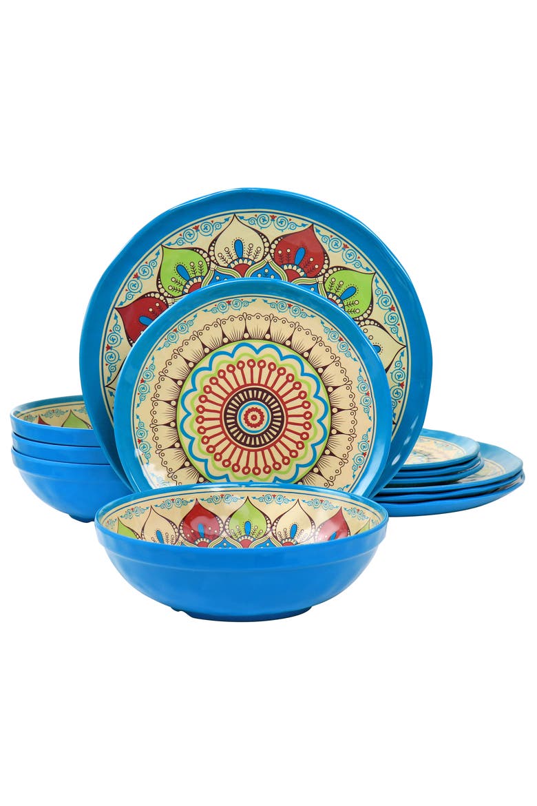 Camilla 12 Piece Melamine Dinnerware Set, Main, color, Red