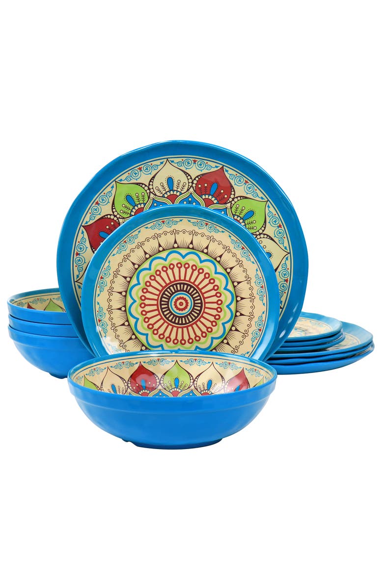 Elama Camilla 12 Piece Melamine Dinnerware Set, Main, color,