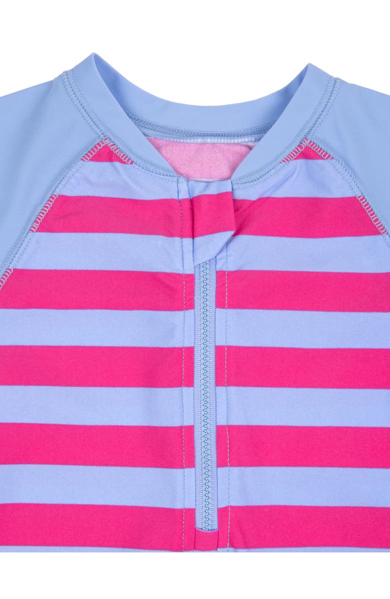 Leveret Baby One-Piece Rashguard, UPF 50+ Sun Protection Swimwear, Alternate, color, Striped Purple & Denim