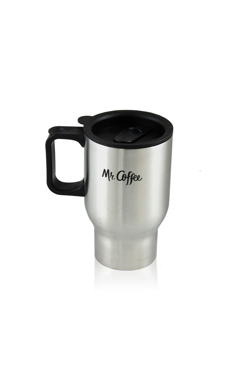MR COFFEE Expressway 13.5 Ounce Stainless Steel Thermal Travel Mug Cup with Lid, Alternate, color, Metallic Silver