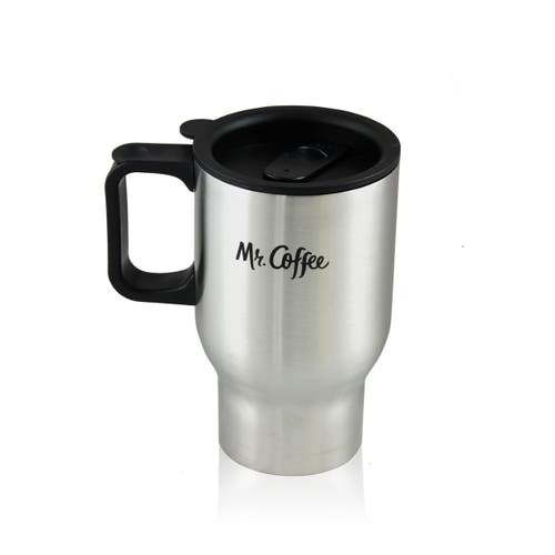 Mr Coffee Expressway 13.5 Ounce Stainless Steel Thermal Travel Mug Cup With Lid In Silver