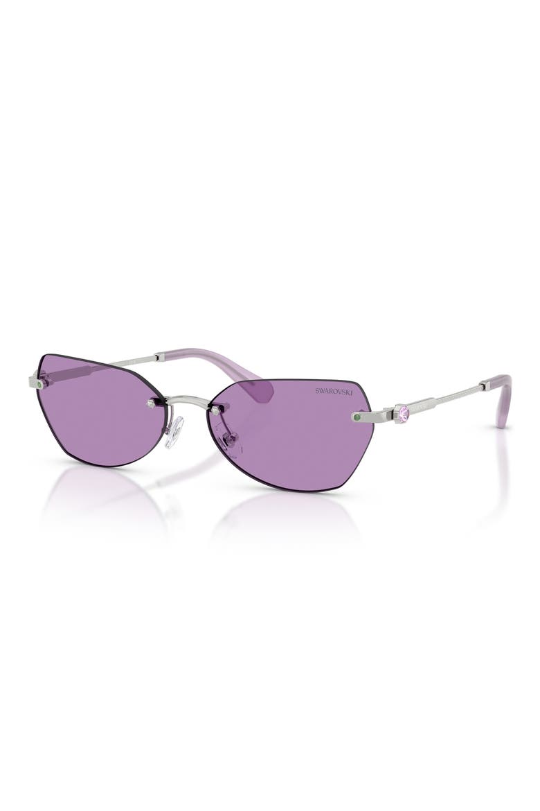 58mm Irregular Sunglasses, Alternate, color, SILVER / VIOLET