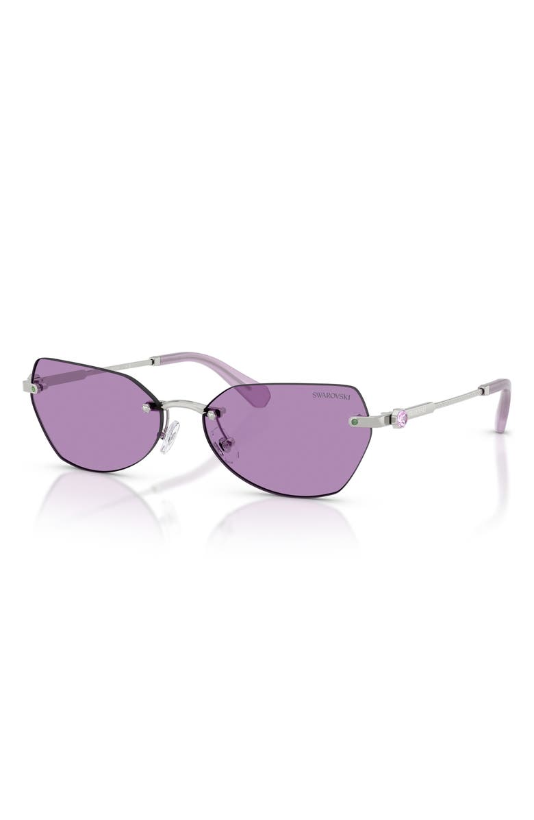 Swarovski 58mm Irregular Sunglasses, Alternate, color, Silver / Violet