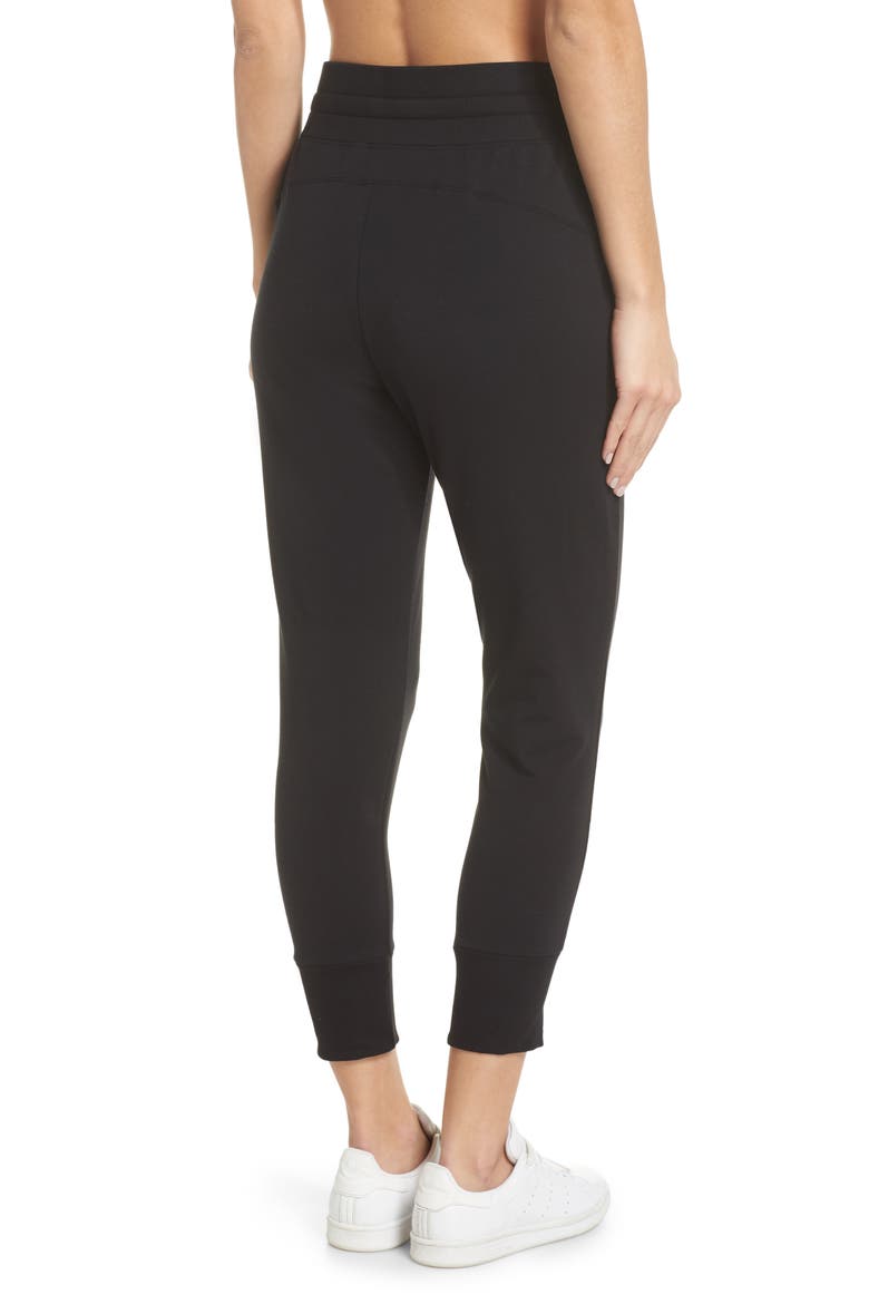 Repeat High Waist Crop Jogger Pants, Alternate, color, BLACK