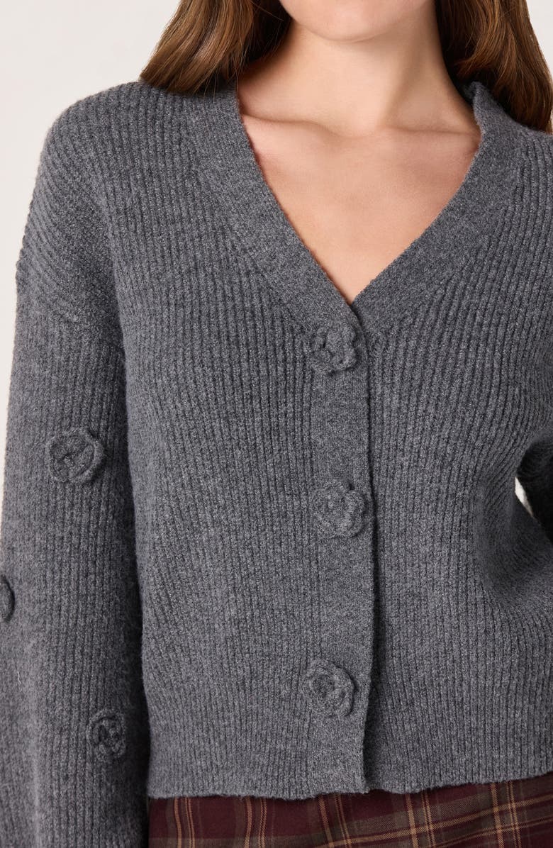 ASTR the Label 3D Floral Cardigan, Alternate, color, Charcoal