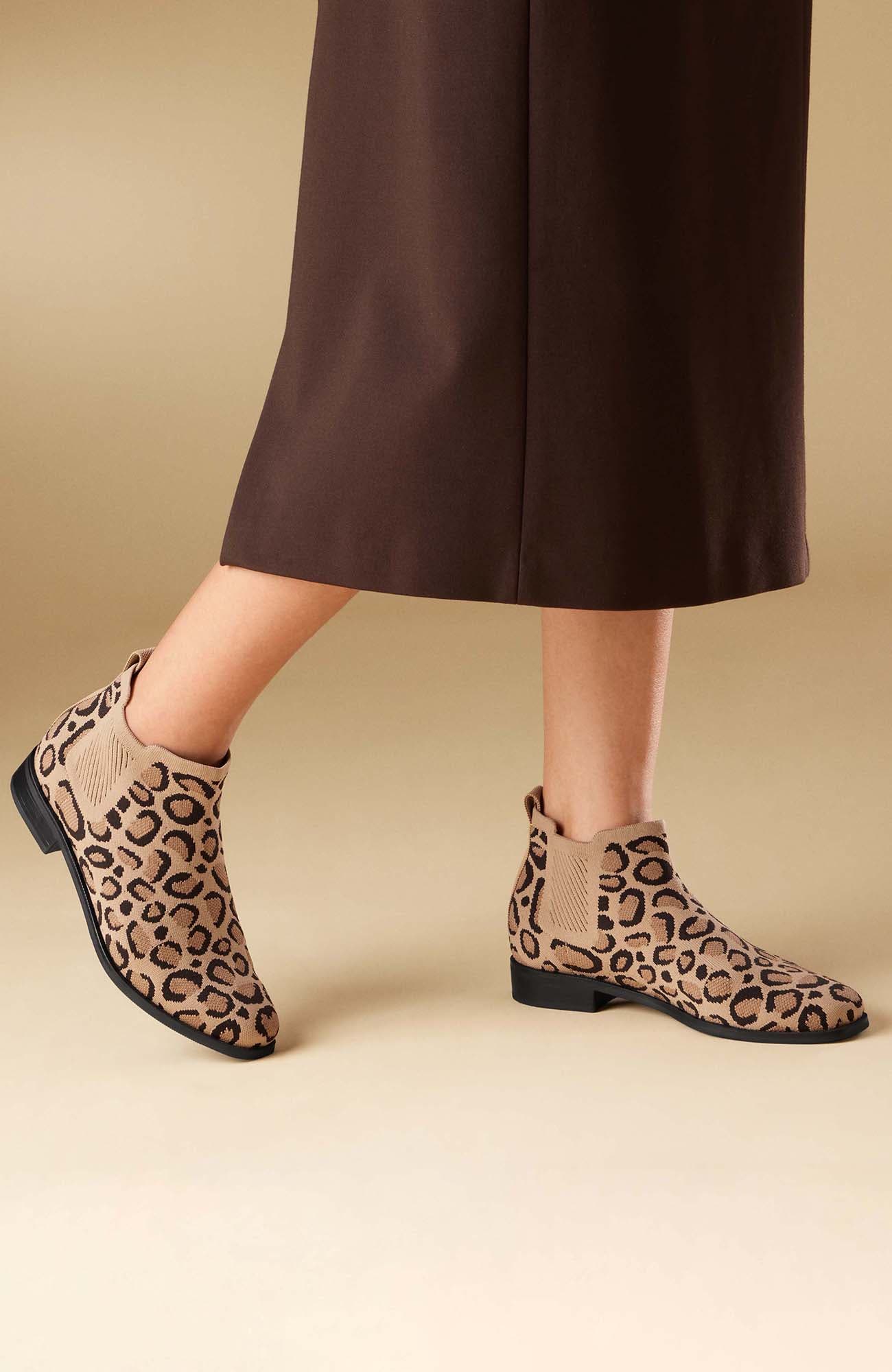Square-Toe Water-Repellent Ankle Boots, Alternate, color, DARK LEOPARD