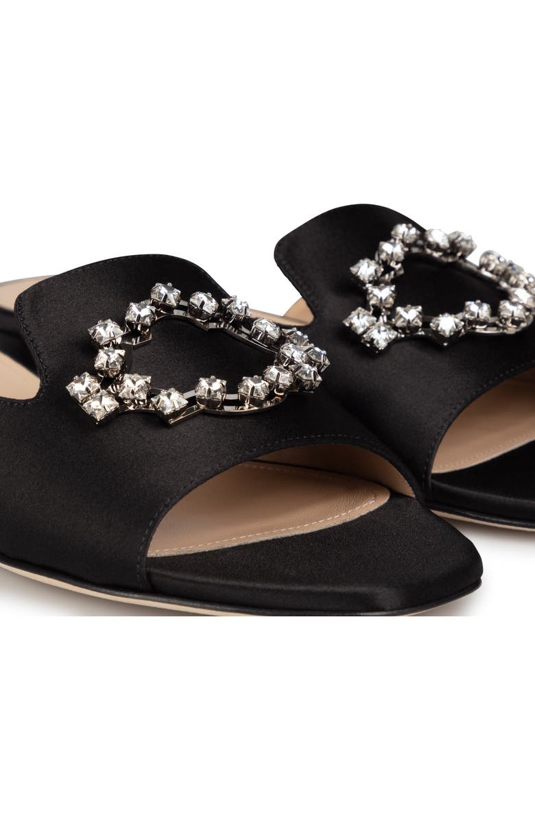 AIMEE ANN LOU Cleo Crystal Slide in Satin, Alternate, color, Black