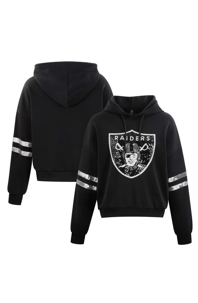 CUCE Women's Cuce Black Las Vegas Raiders Cropped Sequins Pullover Hoodie, Main, color, Black