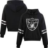 CUCE Women's Cuce Black Las Vegas Raiders Cropped Sequins Pullover Hoodie