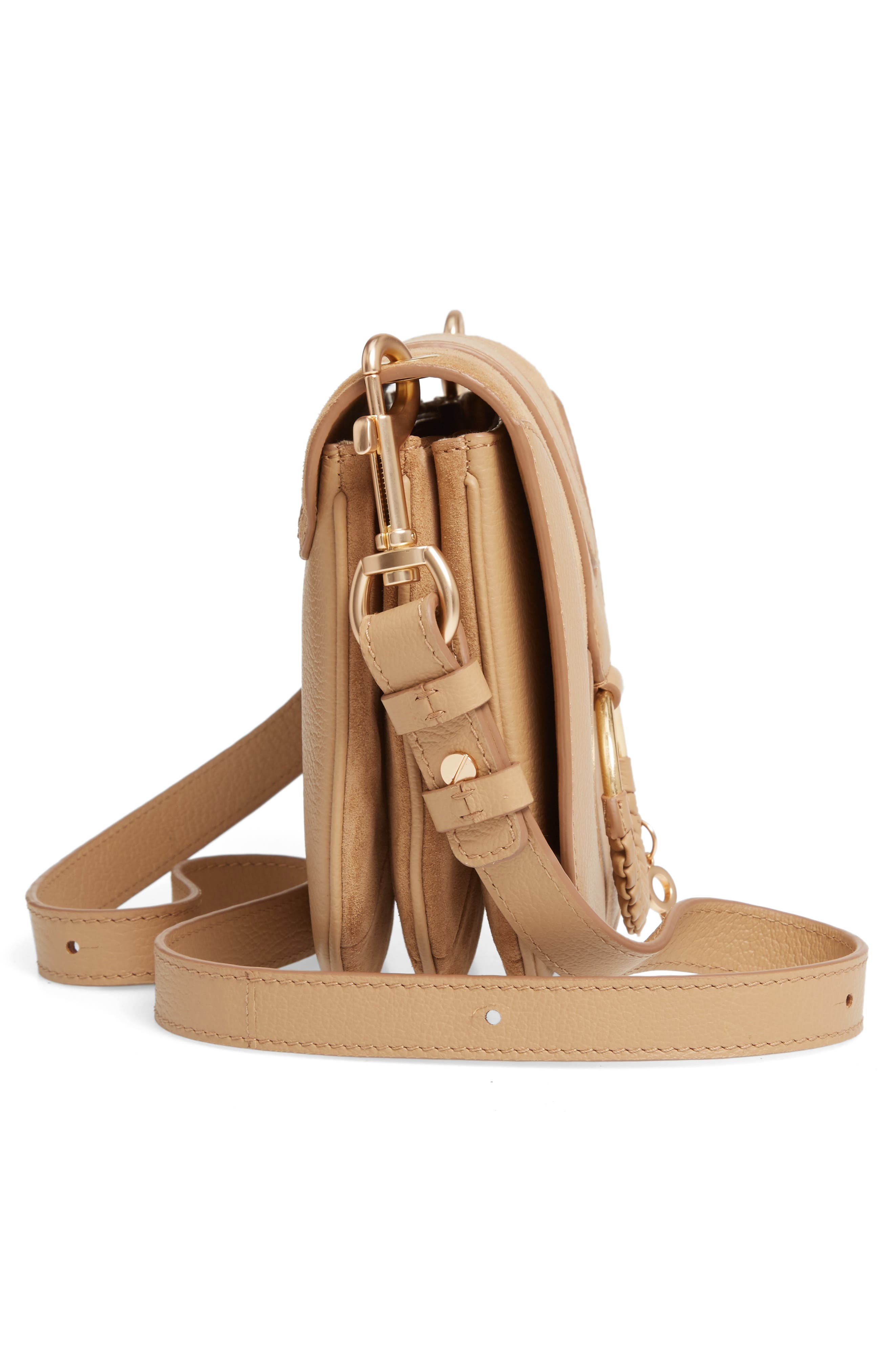 Hana Suede & Leather Shoulder Bag, Alternate, color, COCONUT BROWN
