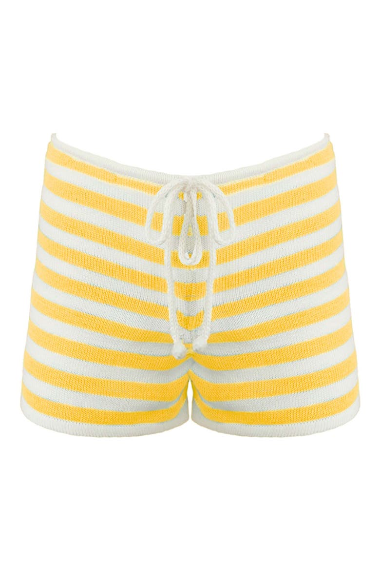 Maddy Stripe Cover-Up Shorts, Alternate, color, YELLOW