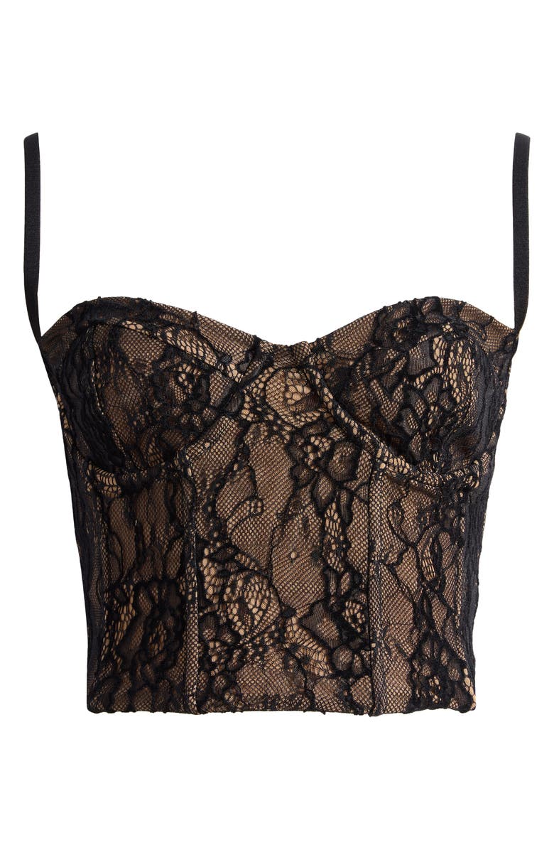 Good American Lace Underwire Bustier Top, Alternate, color, Black001