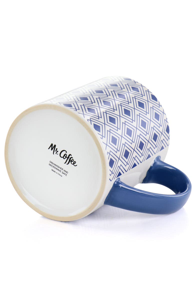 Mr. Coffee Bliss 4 Piece 20oz Can Shaped Stoneware Mug Set, Alternate, color, Blue