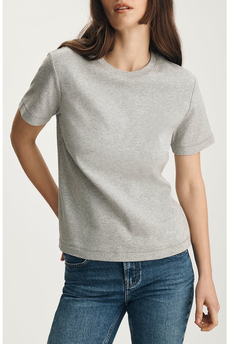 Nina Crewneck Cotton T-Shirt, Main, color, GREY MELANGE