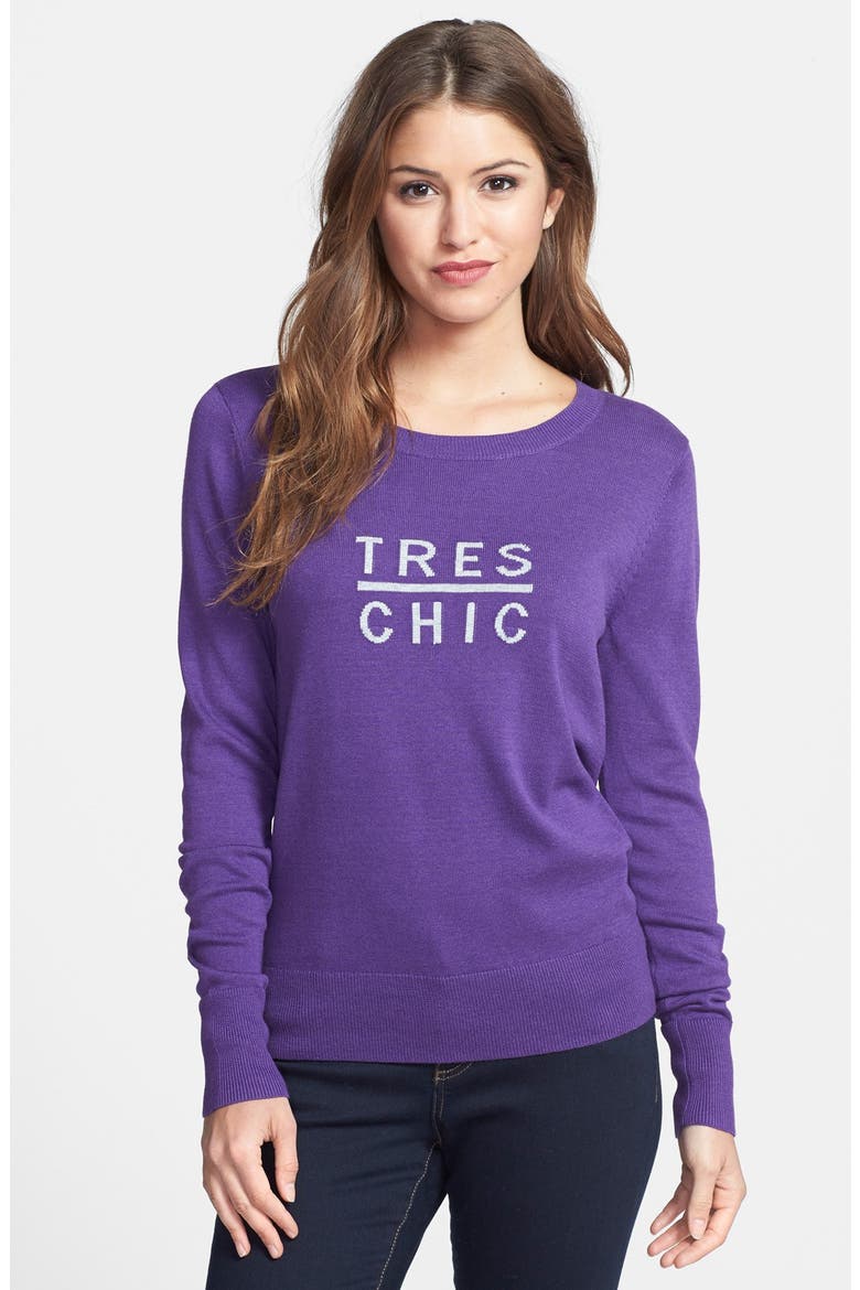Intarsia Sweater, Main, color, PURPLE- GREY TRES CHIC