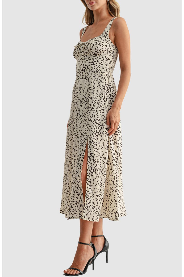 Square Neck Fit and Flare Midi Dress, Alternate, color, CREAM BROWN
