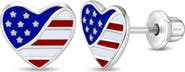 In Season Jewelry Patriotic Heart Girl Earrings
