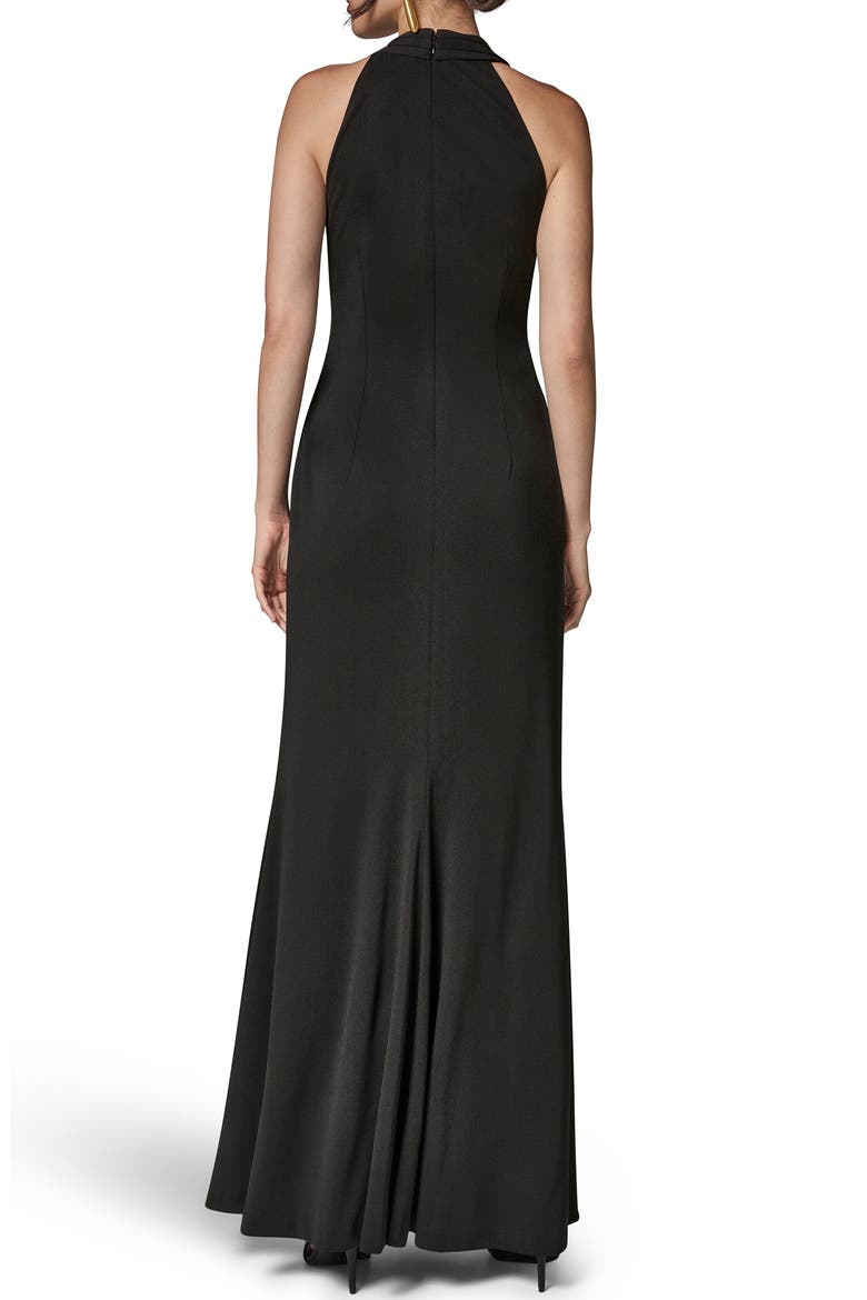 Slit Jersey Gown, Alternate, color, BLACK