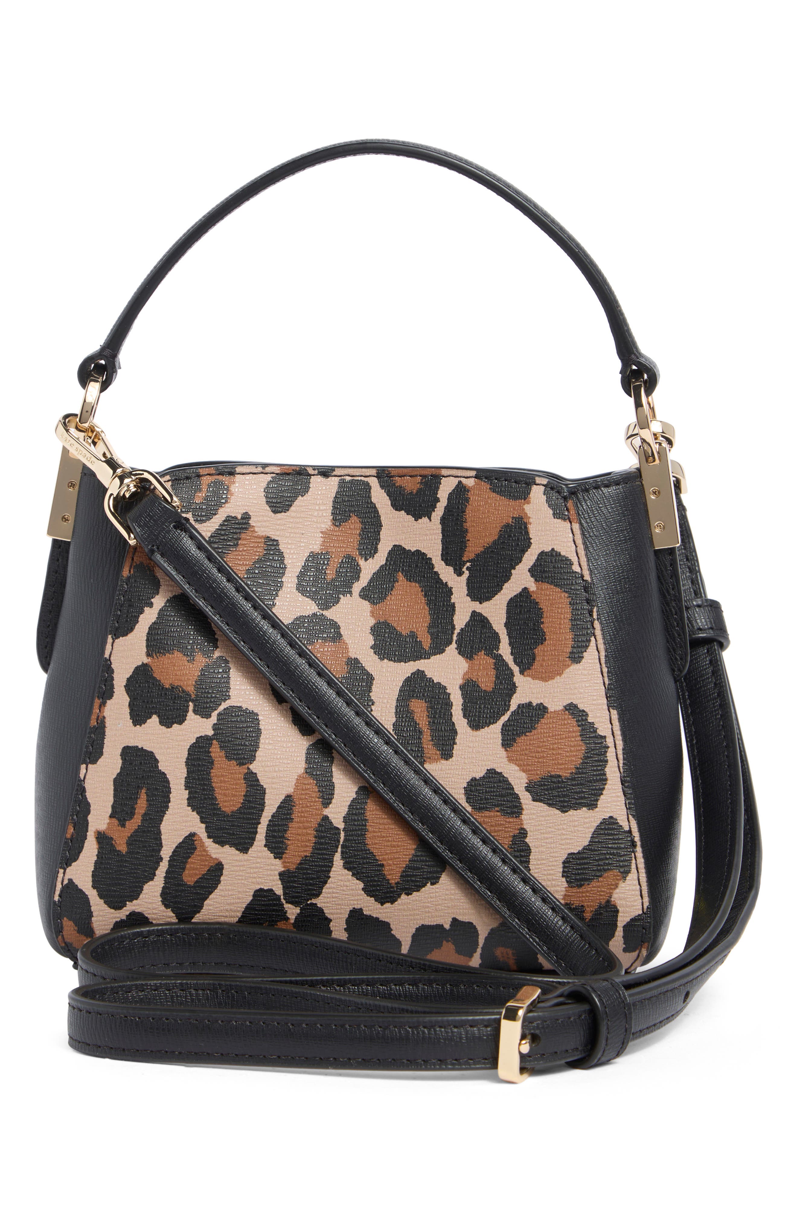 phoebe spotted leopard print top handle bag, Alternate, color, BROWN MULTI