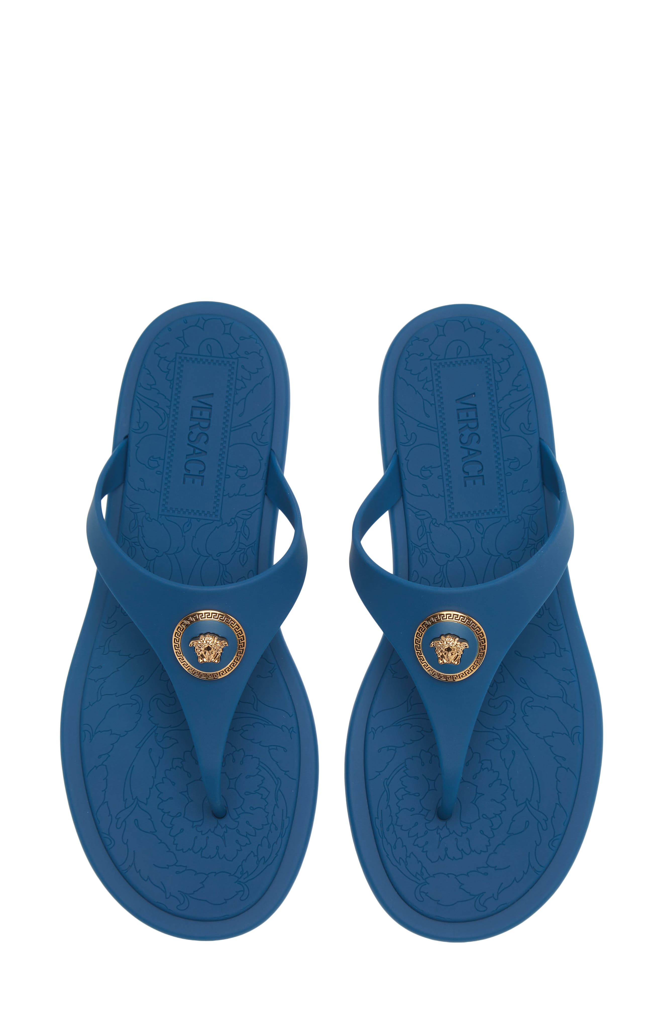 Versace Medusa Flip Flop, Alternate, color, Pastel Blue Gold