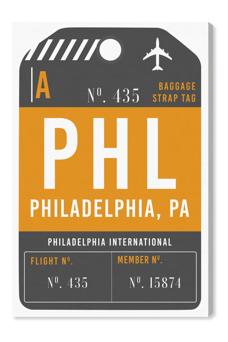 Philadelphia Luggage Tag Wall Art, Main, color, ORANGE