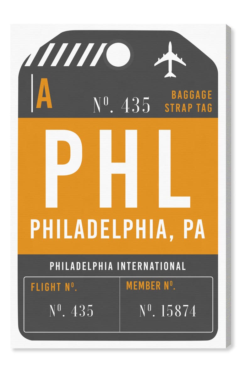 Oliver Gal Philadelphia Luggage Tag Wall Art, Main, color, 